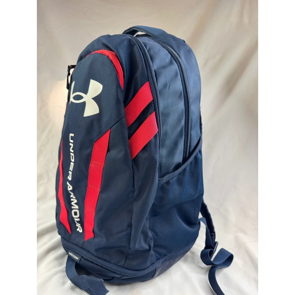 Under Armour Scrimmage 2.0 Backpack Navy Red UA Storm Laptop Bag 1361176